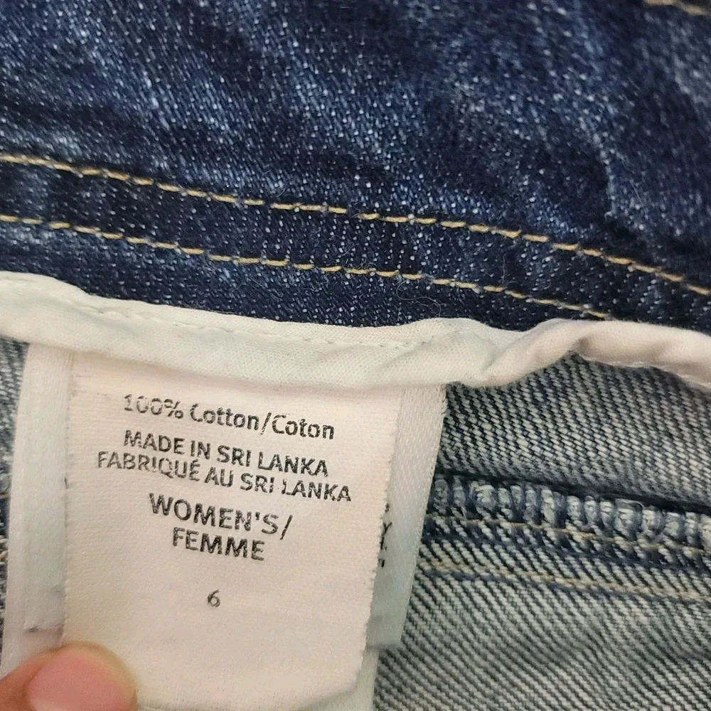 Vtg 90s Eddie Bauer Reworked Y2K Crop Jeans 6 Rigid Cotton Distressed Grunge